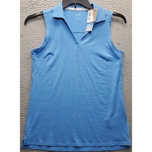 PUMA Golf Polo Shirt Womens S Blue Performance Sleeveless Collared High Low Slit